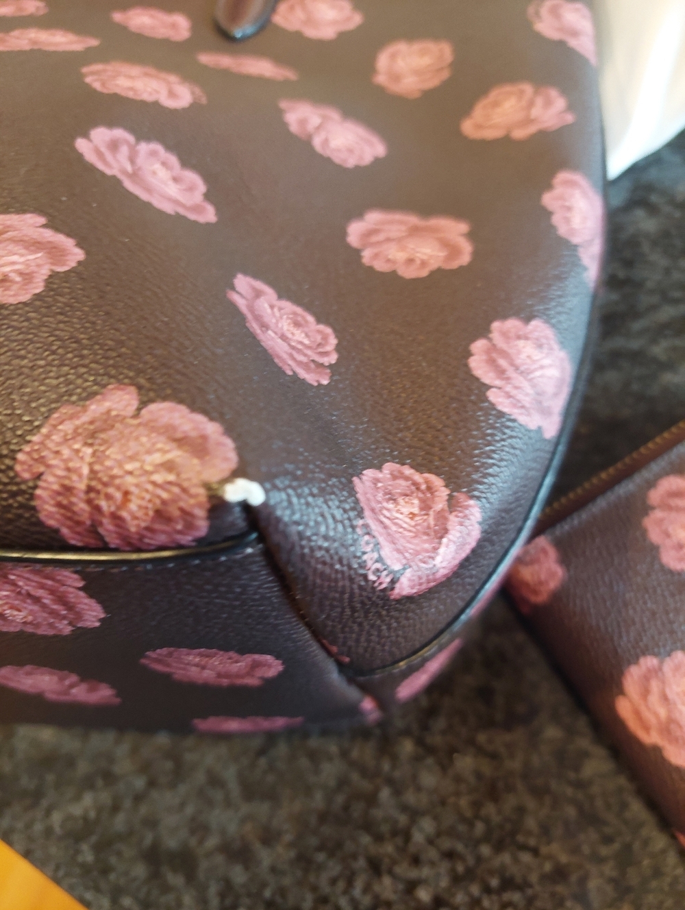 Coach Plum Tote and Matching Wallet with Pink Rose Print - Picture 12 of 12